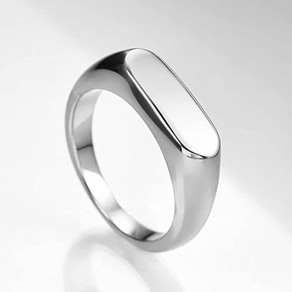 VQYSKO 14K Gold Plated Signet Ring | Statement Band Jewelry for Women - color: Silver