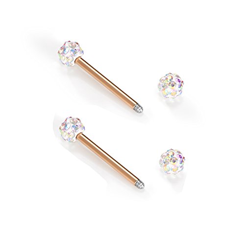 VCMART 12mm-18mm 14G Tongue Rings Nipple Straight Barbells Surgical Steel Body Piercing Jewelry - style: Style E3 -12pcs, rose gold