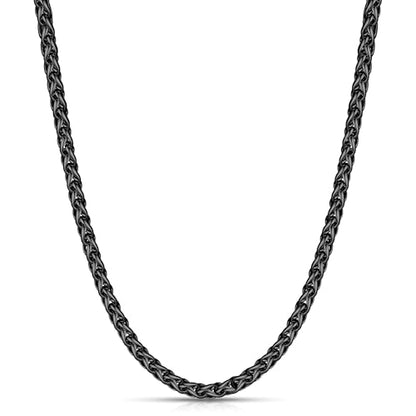 Fiusem Wheat Chains for Men and Women, Silver Tone/Black/14K Gold Plated | 2/2.5/3/4/5mm Stainless Steel Necklace Chain, Mens Necklace Jewelry Gift 16-28 Inch - size: 20 Inches, style: Black 2MM