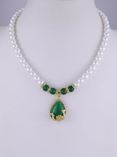 CSIYANJRY99 Pearl Jewelry Set for Women Prom Accessorie Faux Pearl Necklace Bracelet Earring Set Bride Bridesmaid Costume White Jewelry Sets - color: B-Green
