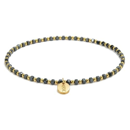 Womens Hematite Anklet, Handmade Foot Chain, Elastic Beach Chakra Jewelry - color: Ank-1