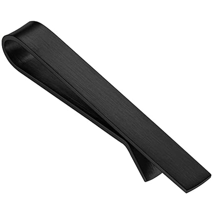 HAWSON Skinny Tie Clip Bar Set, 2 Inch Tie Clip for Men - Wedding, Meeting, Party Gift Set - color: 1 pcs Brushed Black