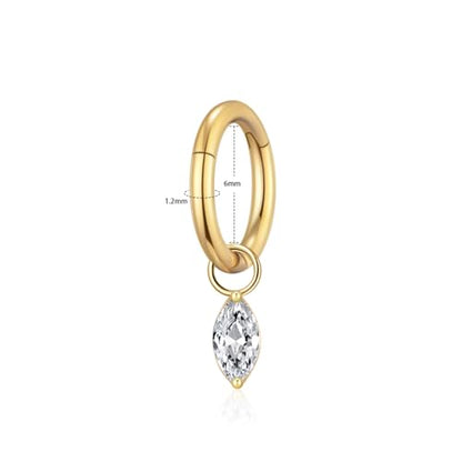 Ourania 16G Gold Stainless Steel Zircon Dangle Huggie Hoop Rook Piercing Helix Hoop Earring Tragus Hoop Cartilage Piercing for Women - color: Eyes Gold 2PCS, size: 1.2*6mm 2pcs