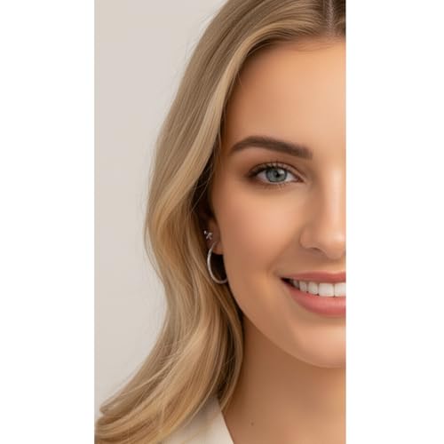 14K Gold/Silver Plated Twisted Hoop Earrings for Women - Sparkly Diamond-Cut Large Hoops with 925 Sterling Silver Post, Lightweight Hypoallergenic Trendy Jewelry Gifts (30mm / 40mm) - size: Silver 30mm