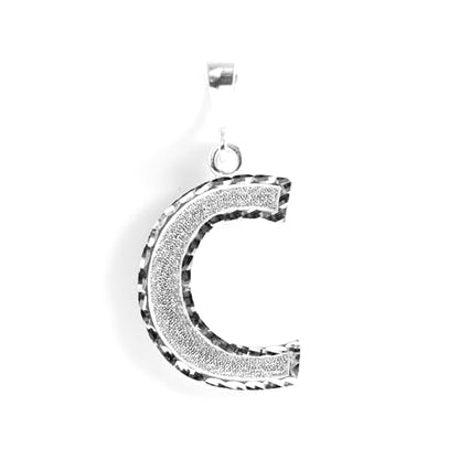 Personalized 1.0 Inch Solid.925 Sterling Silver Initial A-Z Charm - style: C