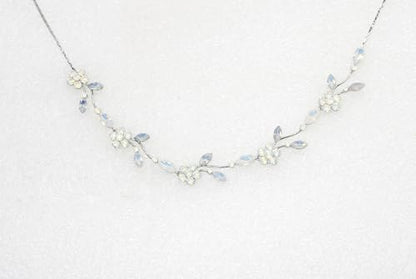 Faship Gorgeous Rhinestone Crystal Floral Necklace Earrings Set - color: White Opal