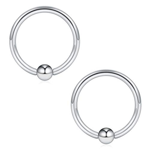 16-24PCS 16G Surgical Steel Horseshoe & Captive Bead Nose Hoop Septum Earring Eyebrow Tongue Lip Nipple Helix Tragus Piercing Jewelry Rings 6-16mm - color: 16PCS -Silver & Rose Gold