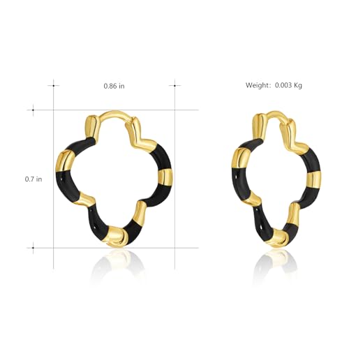 Milan Chiva 14K Gold Plated Small Huggie Dangle Earrings | Lightweight Trendy Heart Dainty Jewelry Hypoallergenic Chunky Gold Hoops Earrings Jewelry Mothers Day Gift for Women - color: I-Black