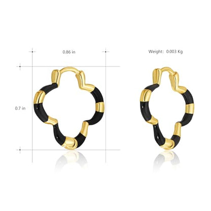 Milan Chiva 14K Gold Plated Small Huggie Dangle Earrings | Lightweight Trendy Heart Dainty Jewelry Hypoallergenic Chunky Gold Hoops Earrings Jewelry Mothers Day Gift for Women - color: I-Black