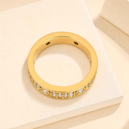 PCY 14K Gold Plated Rings,Sky Full Of Stars Gold Rings for Women,Luxury Sky Full Of Stars Rings for Women,Sky Full Of Stars Promise Eternity Gold Rings to Wear Daily - color: White Gold