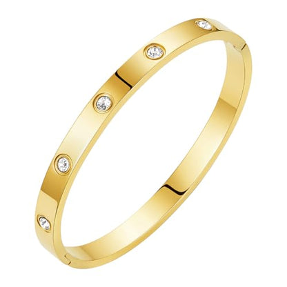 Gold Chain Bangle Bracelets For Women,18K Gold-plated Friendship Love Stainless Steel Jewelry Birthday Gifts Jewelry - color: Golden