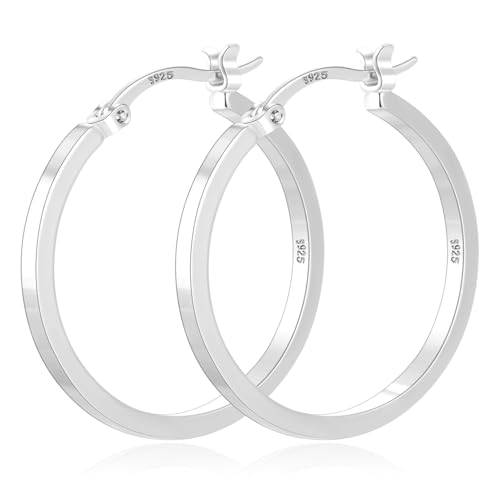 925 Sterling Silver Hoop Earrings Silver Hoops Earring Large Hoop Earrings | Jewelry for Her Gift Large Silver Hoop Earrings Hypoallergenic Thin Hoop Earring for Women Sensitive Ears 20/30/40/50/60/70mm - color: 20mm Silver
