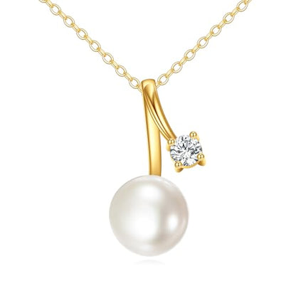 KECHO 14k Gold Pearl Necklace for Women, Freshwater Pearl Pendant Jewelry Wedding Anniversary Birthday Gifts for Her - style: B-Pearl Necklace