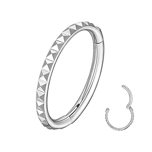 MissNity 316L Surgical Steel Hinged Nose Rings Hoop 20G 18G 16G 14G, Diameter 6mm to 10mm, Color Gold - Rose Gold - Silver - Black - Rainbow - color: B11: Silver - 1pc