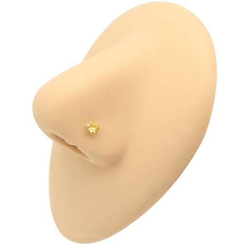 8 Pcs-Pack, Crystal Nose Studs, 20G Stainless Steel, 3mm Zircon, Multiple Shapes Zircon Labret Nose Piercing Ear Jewelry - color: Yellow