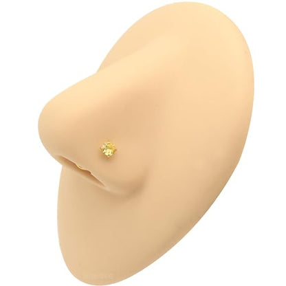 8 Pcs-Pack, Crystal Nose Studs, 20G Stainless Steel, 3mm Zircon, Multiple Shapes Zircon Labret Nose Piercing Ear Jewelry - color: Yellow