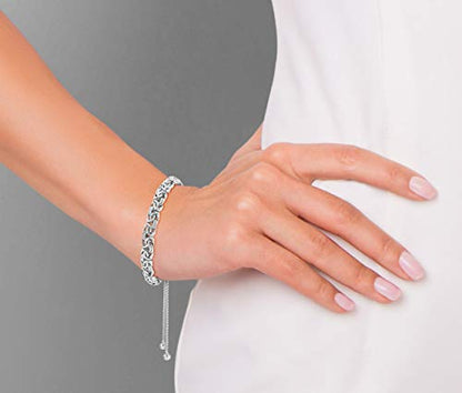 Miabella Italian 925 Sterling Silver, 18K Gold Plated Byzantine Bolo Bracelet for Women, Adjustable Bracelet, Handmade in Italy - style: sterling silver