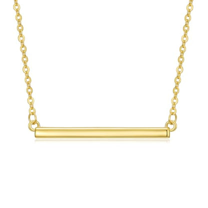 14K Gold Bar Necklace for Women,Gold Bar Pendant Necklace Simple Gold Necklace Non Tarnish Gold Necklace for Mom Minimalist Mothers Day Jewelry Mother's Birthday Christmas Valentine's Day Gifts for Mom Wife Women Her - style: Simple Bar