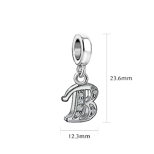 LSxAB Sparkling Initial Letter Charm Compatible with Pandora Charms Bracelets for Women A-Z Pendant Jewelry - style: B
