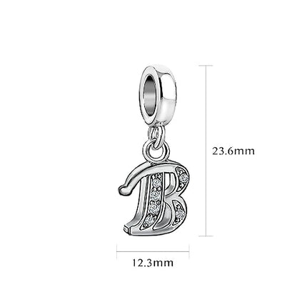 LSxAB Sparkling Initial Letter Charm Compatible with Pandora Charms Bracelets for Women A-Z Pendant Jewelry - style: B