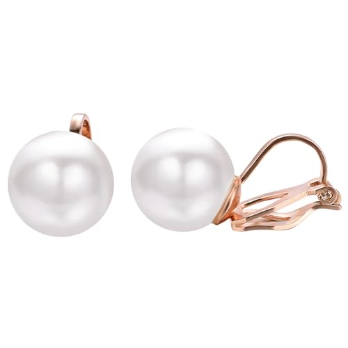 Yoursfs 10mm Tiny Pearl Clip On Earrings for Women 18K Gold Plated Faux Pearls Bridal Earring Fashion Wedding Jewelry - color: White Pearl