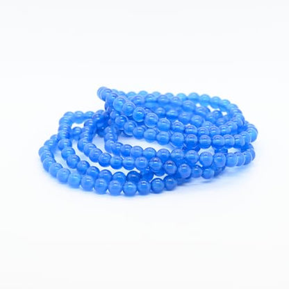 Angelstones Gemstones 6mm Round Beads Healing Crystal Bracelet for women | Natural Gemstone, Handmade Gifts for Women, Healing Crystal Round Beaded Stretch Bracelets, Unisex Jewelry for Women and Men - color: Blue Agate