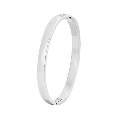 Women's Stackable Bangle Bracelet Hinged Oval-Shape - color: Silver, size: Medium 6.75"Inches