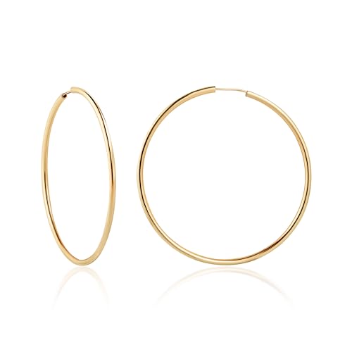 Barzel 18K Gold Plated Endless Hoop Earrings, 3mm Thick, High Polish Finish, Tarnish Free - size: 60 millimeters