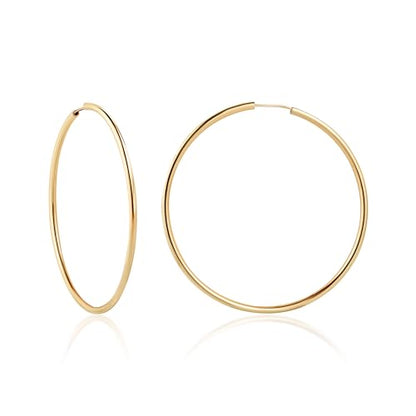 Barzel 18K Gold Plated Endless Hoop Earrings, 3mm Thick, High Polish Finish, Tarnish Free - size: 60 millimeters