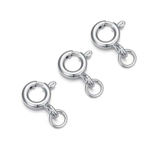 925 Sterling Silver Lobster Clasp for DIY Necklace Bracelet Jewelry Making, Double Spring Clasp with Closed Jump Rings, Necklace Extender Clasp Connector Bracelet Extension (Style 3) - style: Style 3