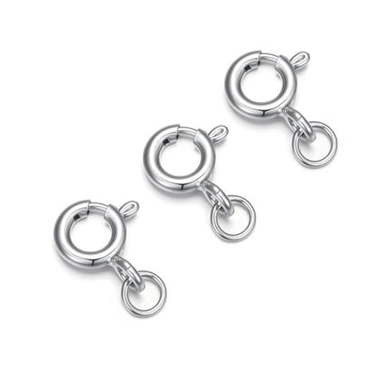 925 Sterling Silver Lobster Clasp for DIY Necklace Bracelet Jewelry Making, Double Spring Clasp with Closed Jump Rings, Necklace Extender Clasp Connector Bracelet Extension (Style 3) - style: Style 3