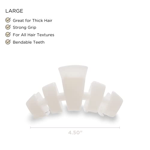 TELETIES - Large Hair Clip - Strong Grip, Bendable Teeth, Comfortable Curved Design - Ideal for Thick Hair - For All Hair Textures - Coconut White - color: Coconut White