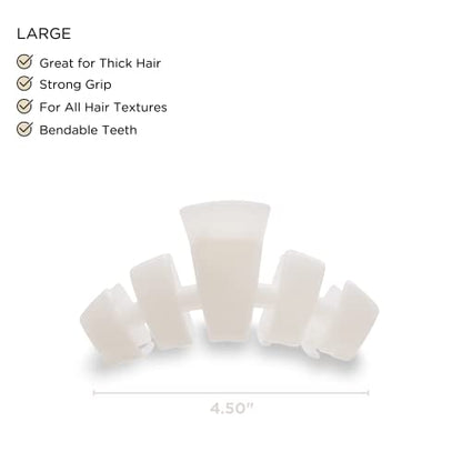 TELETIES - Large Hair Clip - Strong Grip, Bendable Teeth, Comfortable Curved Design - Ideal for Thick Hair - For All Hair Textures - Coconut White - color: Coconut White