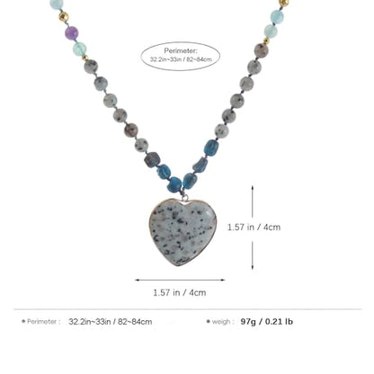 Long Necklaces for Women Boho, Oval Waterdrop Turquoise Pendant, Natural Stone Beaded, Handmade,Vintage & Elegance, Boho Fashion Charm Beaded Necklace for Women - style: N-TianshanBlueStone