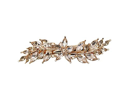 Faship Champagne Small Floral Hair Barrette Clip - color: Champagne / Rose gold plated