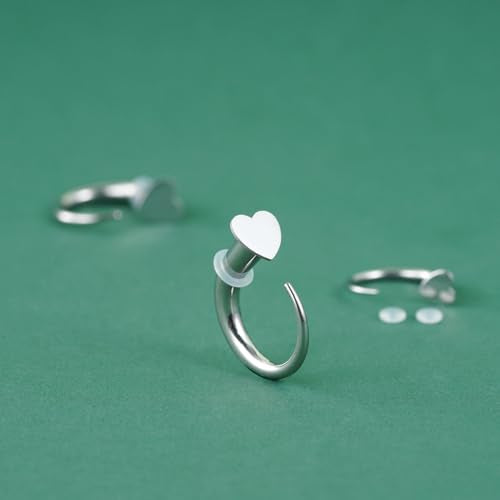 TBOSEN 18PCS Stainless Steel Stretching Kit Taper Bend Expander O-Ring Round | Flower | Heart | Cat Top Body Piercing Jewelry Set - color: Heart Top,Silver