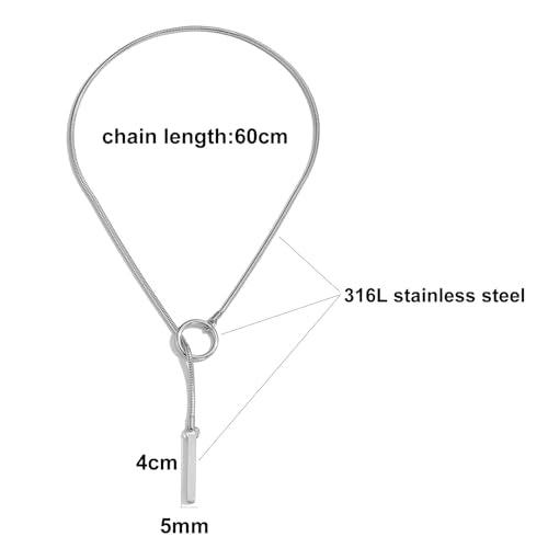 MIFYNN Slip Chain Necklace Stainless Steel Punk Rock Bar Pendant Choker Necklaces Adjustable Handmade Boho Long Lariat Necklace Statement Day Collar for Women - style: Short chain
