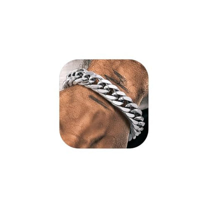 Richsteel Mens Cuban Link Bracelets, Silver/Black/14K Gold Plated Stainless Steel Bracelet for Men 8/12/17mm Width, 7.4/8.2/9 Inch Length Chain Wrist Bracelets With Gifts Box - style: 04-Steel 12mm Width