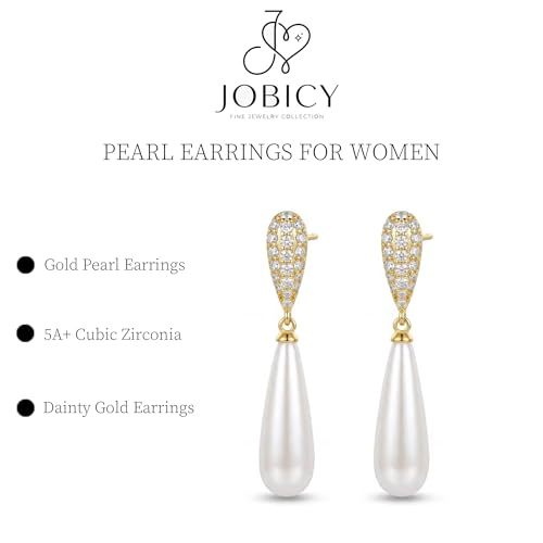 Pearl Earrings for Women Trendy, 14k Gold Plated Freshwater CZ Leaf Pearl Dangle Drop Gold Earrings Lightweight Hypoallergenic Stud Earring Bridesmaid Wedding Gold Jewelry for Women Gifts - style: long pearl earrings