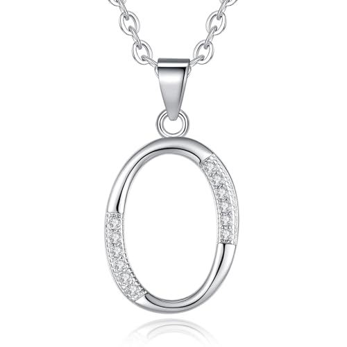 VIKI LYNN Dainty Initial Letter Pendant Necklace for Women | Cubic Zirconia Initial Jewelry, Personalized Letter Necklace, Dainty Women Jewelry, Birthday Gift Idea for Her, Mom and Wife - color: Silver, style: Silver-O