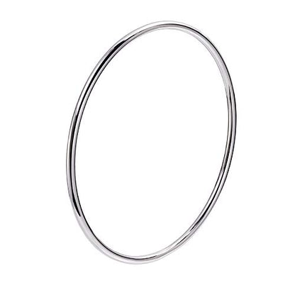 Fashion Shiny Thin Round Stainless Steel Bangle Bracelets for Women (1/3/5/8 Set) - style: Silver-1 Set-XL