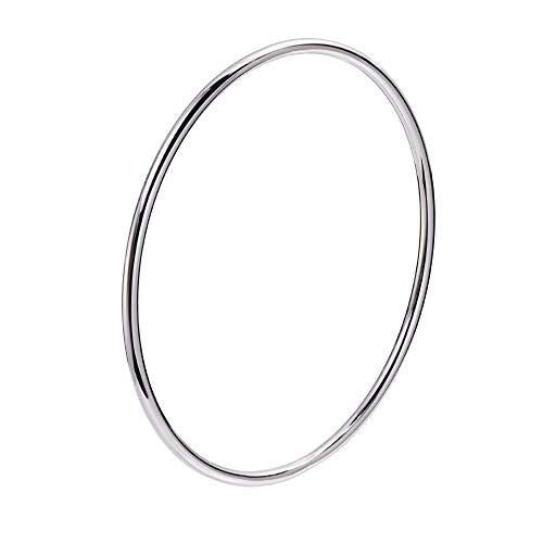 Fashion Shiny Thin Round Stainless Steel Bangle Bracelets for Women (1/3/5/8 Set) - style: Silver-1 Set