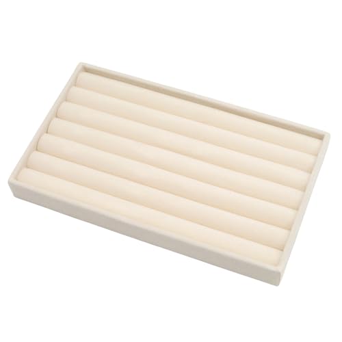 Velvet Jewelry Organizer Trays Beige 8 Rolls | Stackable Jewelry Storage Display Tray for Drawer Dresser Cloest Organizer - color: Beige - 8 Rolls