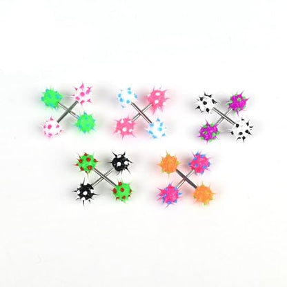 14G Colorful Silicone Spike Ball Nipple Rings for Women 316L Stainless Steel Nipple Tongue Straight Barbell Statement Nipplerings Tongue Studs Body Piercing Jewelry - style: Style5