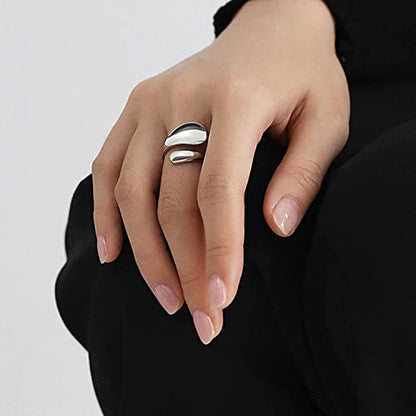 925 Sterling Silver Rings Handmade Rings Adjustable Open Teardrop Rings Waterdrop Ring for Women - color: Color 1