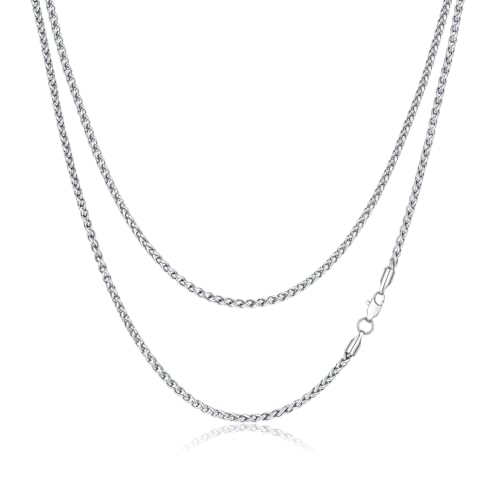 FOSIR Silver Wheat Chain Necklace for Men and Women, Stainless Steel Chains 2.5mm 3mm 4mm 5mm Mens Necklaces - size: 20.0 Inches long, style: 2.5mm wide