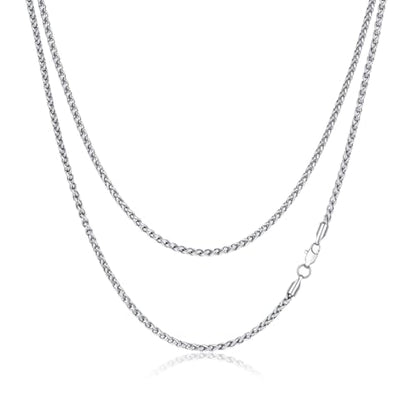 FOSIR Silver Wheat Chain Necklace for Men and Women, Stainless Steel Chains 2.5mm 3mm 4mm 5mm Mens Necklaces - size: 24.0 Inches long, style: 2.5mm wide