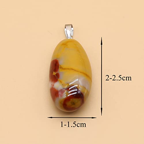 QSLLER 20pcs Natural Crystals Stone Pendant Amethyst Rose Quartz Smooth Polished Gemstone Charms for Jewelry Making DIY Necklace Earrings