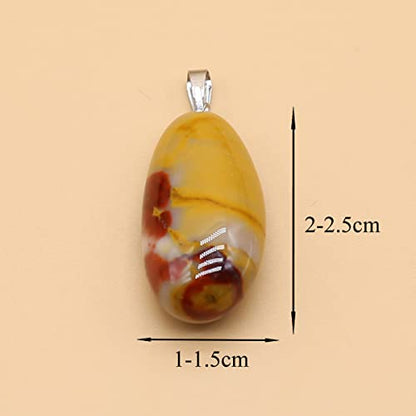 QSLLER 20pcs Natural Crystals Stone Pendant Amethyst Rose Quartz Smooth Polished Gemstone Charms for Jewelry Making DIY Necklace Earrings
