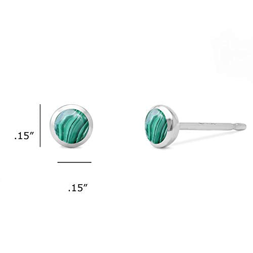 Boma Jewelry Sterling Silver Mini Circle Stud Earrings - color: Malachite